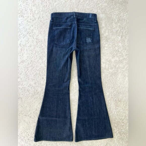 Womens 7 For All Mankind Jeans 26 Lexie Bell bottom Flare Wide Dark Blue Denim - Picture 9 of 9